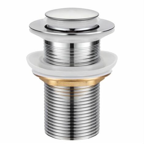 Bonde de Lavabo, WOOHSE Universel Bonde Pop-up sans Trop-plein Bonde de Vidage Automatique avec Bouchon de Vidange sans Tirette Clic Clac à Clapet Push Open en Inox Chromée pour Lavabo Salle de Bain