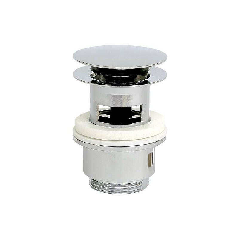 Banyo - Bonde de vidage 'Klicker' chromée avec trou trop-plein et grand bouchon diam. 65mm x 1 1/4' x 60 mm