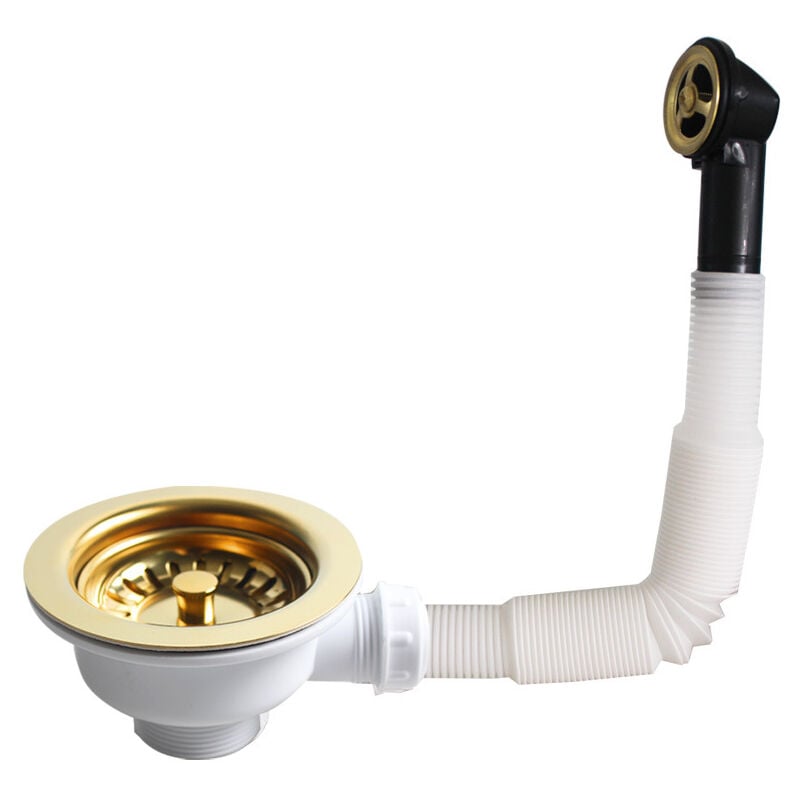 Csparkv - Bonde de vidange à panier inox pour évier 1 bac, diamètre 114 mm avec trop plein rond