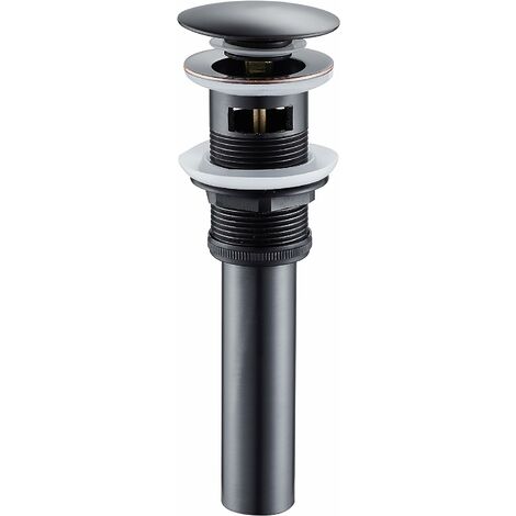 Bonde de vidange Pop Up Push Open avec Trop-Plein pour Lavabo Évier Soupape de Vidange en Laiton Couleur Noir