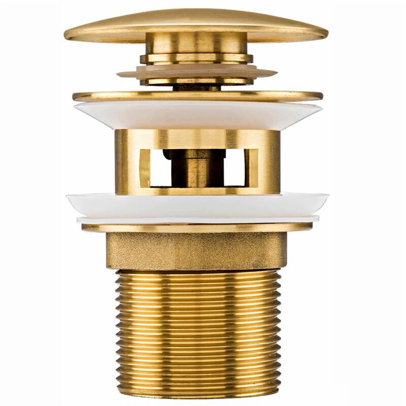 Bonde d'écoulement universelle pour lavabo et lavabo - Valve pop-up moderne - Valve de vidange avec trop-plein, laiton, acier inoxydable, doré