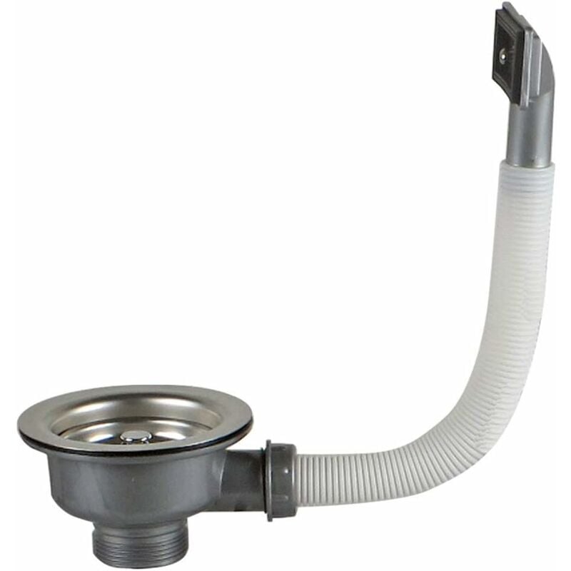 Bonde d'évier avec carré trop plein panier inox 110 mm 1½", Acier inoxydable + ABS, Bonde + Panier-Fei Yu