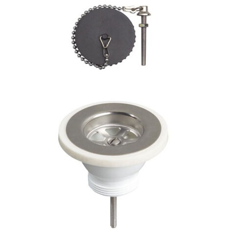 Bonde d'évier avec grille inox  Ø60mm avec bouchon - WIRQUIN