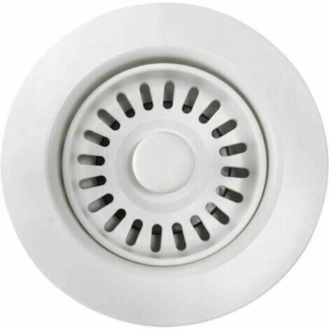 Bonde d'Évier de Cuisine en Polymère Blanc avec Filtre à Panier Amovible, Pour Ouvertures de Vidange de 4.5 cm.