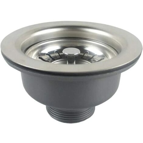 Bonde d'évier sans trop plein panier inox ø 110 mm 1½", Acier inoxydable + ABS, Bonde + Panier
