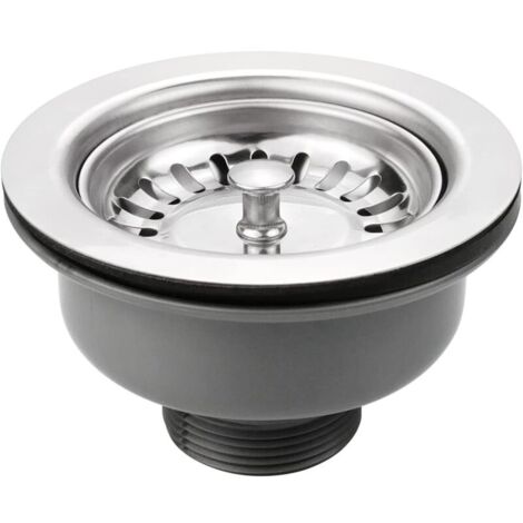 Bonde D'évier sans Trop Plein Panier Inox ø 110 mm 1½", Acier Inoxydable + ABS, Bonde + Panier