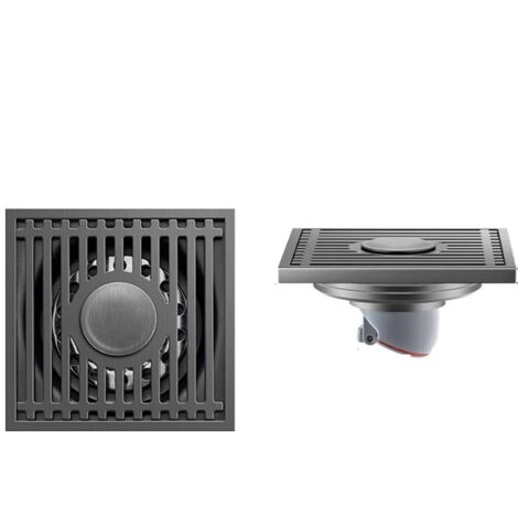 Bonde Douche Acier Inoxydable Siphon Douche Carré Bonde de Douche Amovible Bonde Douche Extra Plate Gris Pistolet Siphon de Sol 100  100mm Applicable à Plusieurs Scénarios