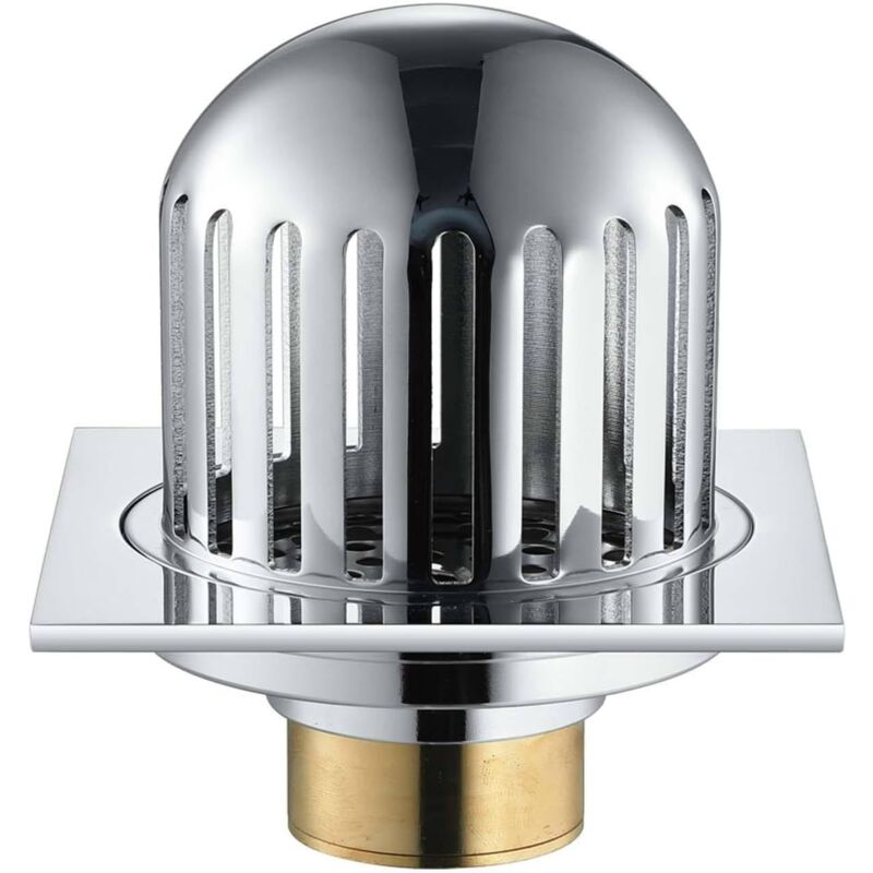 Bonde Douche Chrome Siphon Douche Laiton Bonde de Douche Carré Bonde Douche Extra Plate 100 100mm Siphon de Sol Anti-Odeur Convient pour Cuisine,