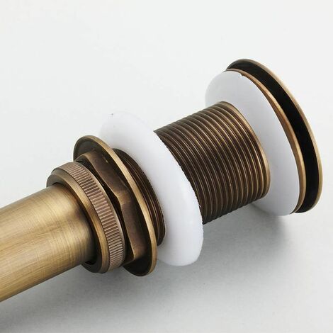 Bonde et accessoires pour vasque et lavabo，Pop-up Rétro Bouchon Bonde de Lavabo Vidange sans Trop-Plein en Laiton Bronzé Universel Valve Draineur d’Evier Vasque Siphon,