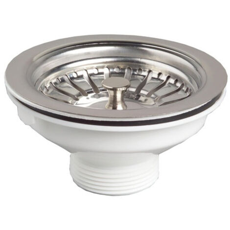 Bonde evier inox avec panier sans trop plein 90mm - WIRQUIN