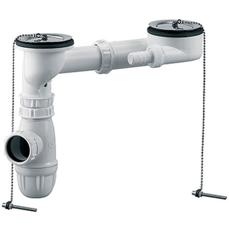 Bonde évier avec siphon et trop-plein – Ø 60 mm – Débit 54 L/min – Installation facile – Certifié NF – Pour éviers double cuve