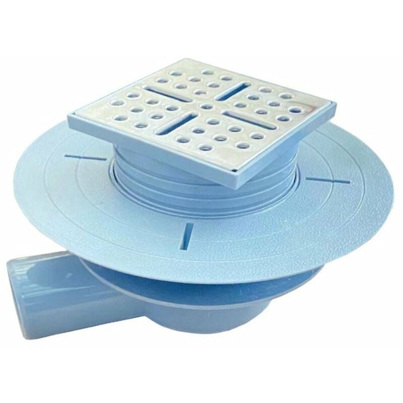 Bonde horizontale dino pour receveurs à carreler avec grille en acier inoxydable