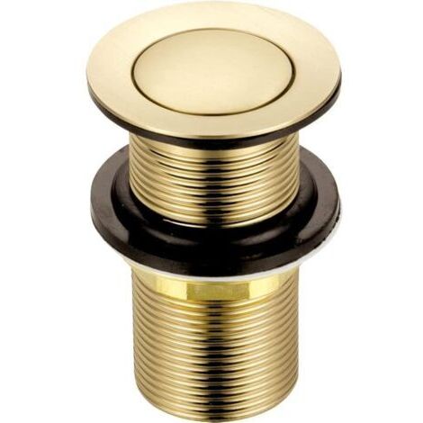 Bonde Lavabo Dorée Brossée – Clic-Clac Sans Fente – Laiton, Filetage Standard G 3,8 cm BSP