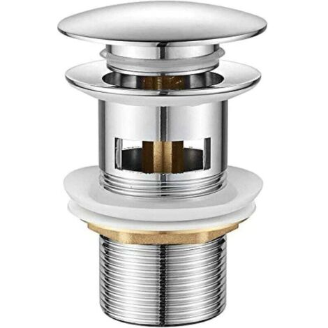 Bonde Lavabo Salle de Bain, Bouchon avec Trop Plein Chromé Universelle Standard-G 1 ¼, Vidage Salle de Bain, Bonde Clic Clac Anti-colmatage, Kit de Vidage de Lavabo, Argent