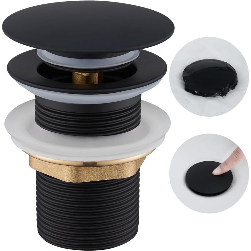 Bonde Lavabo sans Trop Plein, Ulytid Bonde Lavabo Salle de Bain Clic Clac, Bonde de Salle de Bain Pop-up Clic Clac, Universelle Standard-G 1 ¼,