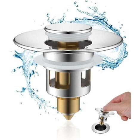 Bonde Lavabo Universel Pop-Up, Bouchon Lavabo Salle de Bain, Bouchon Evier Cuisine (25-46mm), Filtre de Vidange Anti-Bloqué et Anti-Clogging,Flitre Cheveux Anti-Odeur pour Trous de Drainage