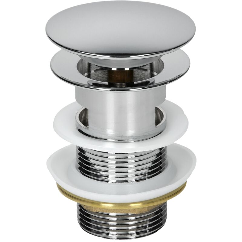 Ecd Germany - ML-Design Bonde de Vidange Clic-Clac pour Évier Lavabo - avec Trop-Plein - en Laiton - Chromé - Bouchon Pop-up - Kit de Vidange Push