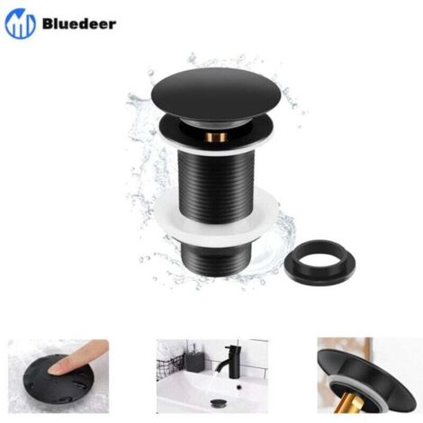 Bonde Pop Up Noire pour Lavabo Sans Trop-Plein, Universelle, Automatique pour Vasque à Poser ( )