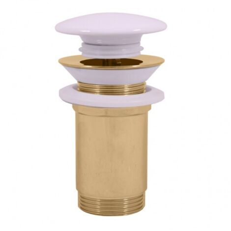 Bonde Pop-up pour lavabo et évier en laiton blanc doré 6,5 cm