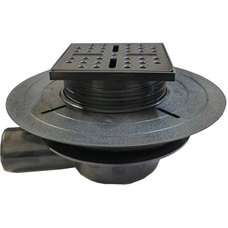 Bonde à sortie horizontale pour receveur à carreler rainy et high rainy - Grille Inox Noir