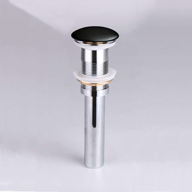 Bonde pour vasque + cache rond en céramique Noire Mat - salle de bain