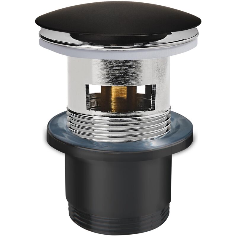 Wirquin - Bonde de lavabo design en laiton avec trop-plein 80 mm et Quick-Clac 30722855, noir