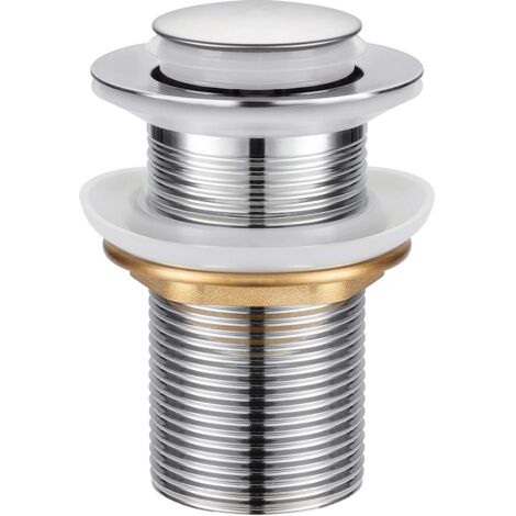 Bonde universelle en alliage de zinc, bonde de lavabo sans trou de trop-plein, valve push open, acier inoxydable chromé