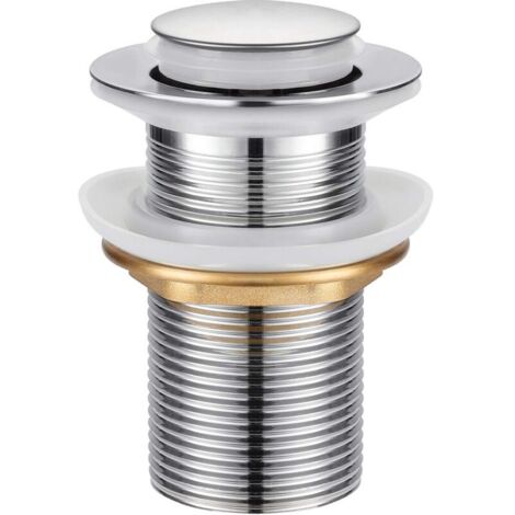Bonde universelle en alliage de zinc, bonde de lavabo sans trou de trop-plein, valve push open, acier inoxydable chromé