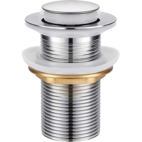 Bonde universelle en alliage de zinc, bonde de lavabo sans trou de trop-plein, valve push open, acier inoxydable chromé-LIAIKI