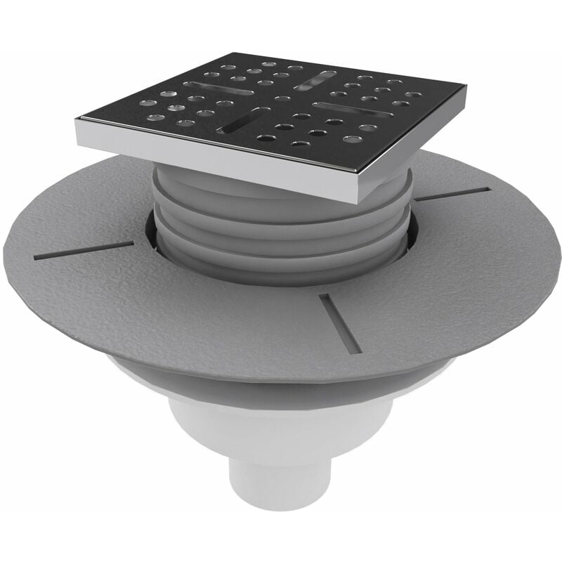 Bonde verticale dino pour receveurs à carreler avec grille en acier inoxydable