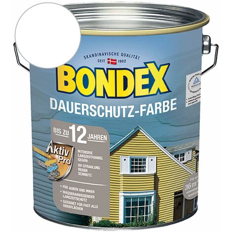 Bondex Dauerschutz-Farbe Schneeweiß Holzfarbe Holzschutz 4 Liter