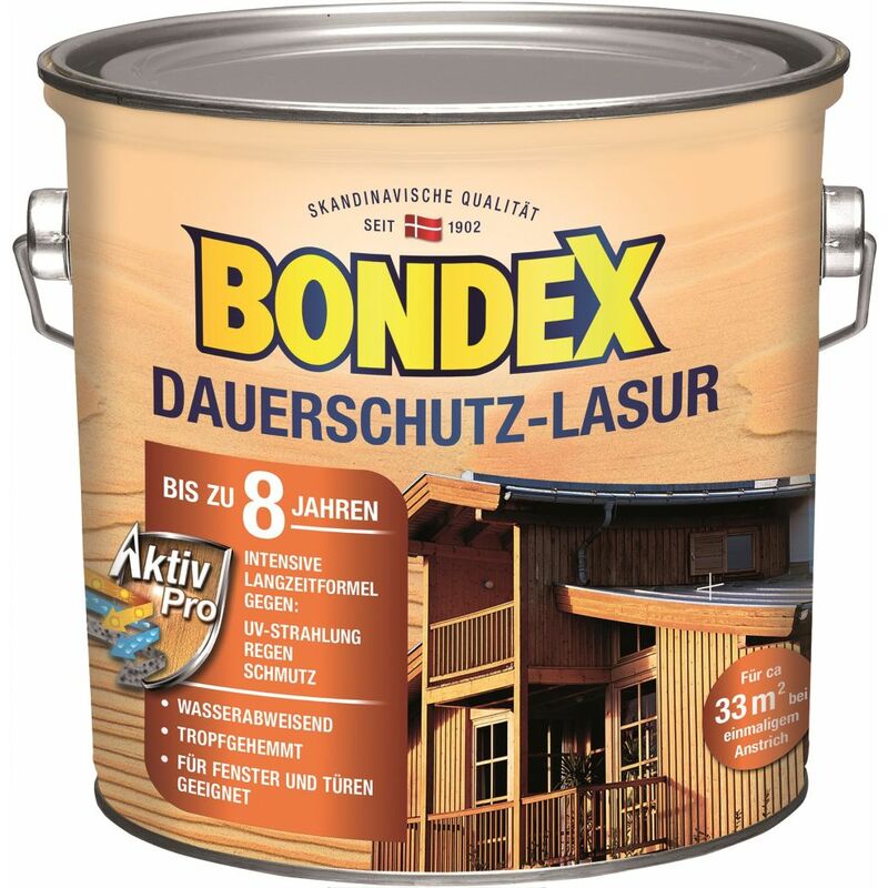 Dauerschutz Lasur 2,5 l, kiefer Holzlasur Schutzlasur Holzschutz Aussen - Bondex