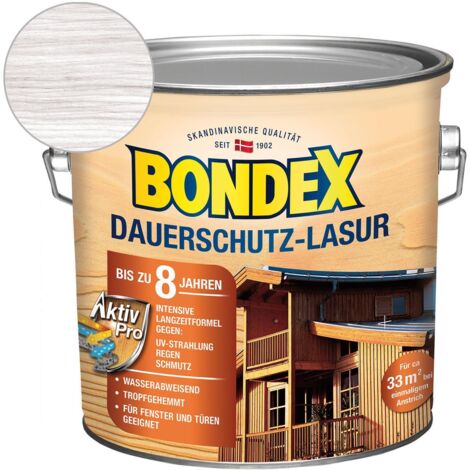 Bondex Dauerschutz Lasur 2,5 l, weiß Holzlasur Schutzlasur Holzschutz Aussen