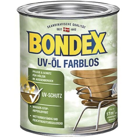 PPG-BONDEX Bondex Farblos UV-Öl Universal Holzöl für Nadelholz Hartholz, 750 ml