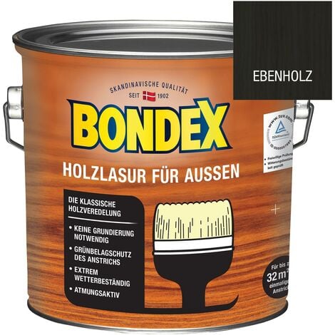 PPG-BONDEX Bondex Holzlasur für Außen 2,5 l ebenholz Lasur Holz Holzschutz Schutzlasur