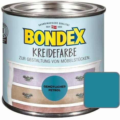 Bondex Kreidefarbe 500 ml, gemütliches petrol Vintagefarbe Möbelfarbe Innen