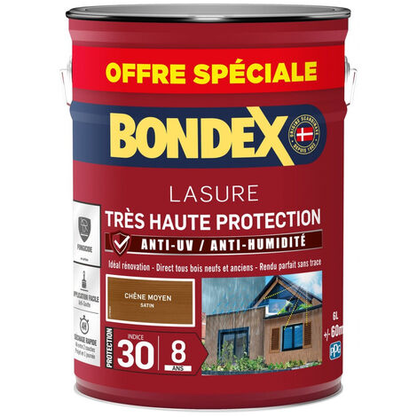 Bondex – Lasure extérieure 8 ans très haute protection satinée 5L – Protection contre intempéries et UV – Pour bois dur et teck