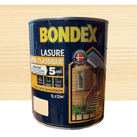 Bondex – Lasure extérieure incolore 1 L – Fongicide 5 ans – Résines acryliques pour bois dur – Protection durable et aspect satiné