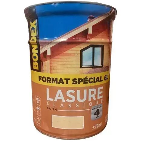 Bondex – Lasure extérieure incolore 6L – Finition transparente pour bois – Protection 4 ans – Application facile sur portes et fenêtres