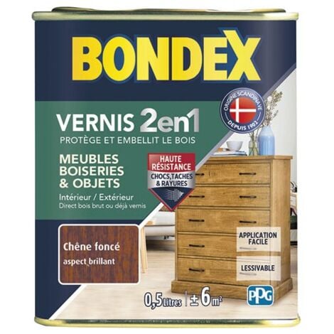 Vernis extérieur BONDEX 2 en 1 Incolore brillant 0,25 L