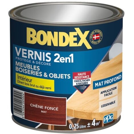Bondex – Vernis extérieur mat 0,25L pour bois brut et vernis – Haute résistance aux chocs et humidité – Application facile en 2 à 3 couches