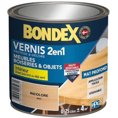 Bondex – Vernis incolore mat 250 ml – Protection bois contre l'eau et l'humidité – Haute résistance aux chocs et rayures – Application directe sur bois brut