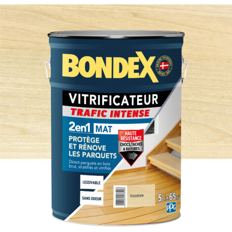 Bondex – Vitrificateur mat 5L – 446439 – Trafic intense incolore pour bois dur – Haute résistance aux chocs et rayures – Application intérieure