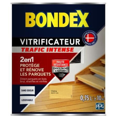 Bondex – Vitrificateur satin 0,75L – Trafic intense pour parquets intérieurs – Haute résistance aux chocs et rayures – Séchage rapide