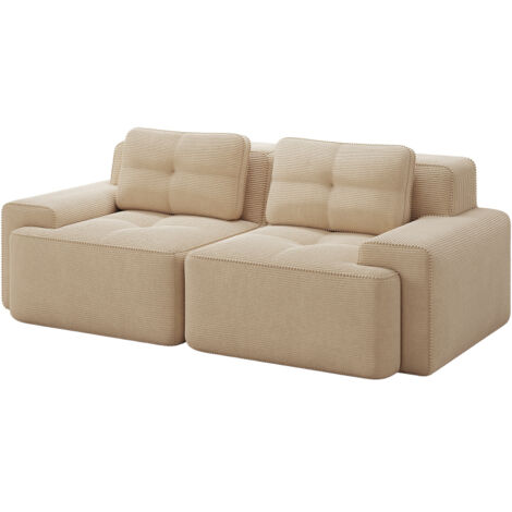 Boneless Modular Sofa, modernes Sofa für Wohnzimmer mit Tiefsitz, bequemes Corduroy-Cloud-Sofa, Loveseat-Kleinsofa, Schlafsofa, Beige