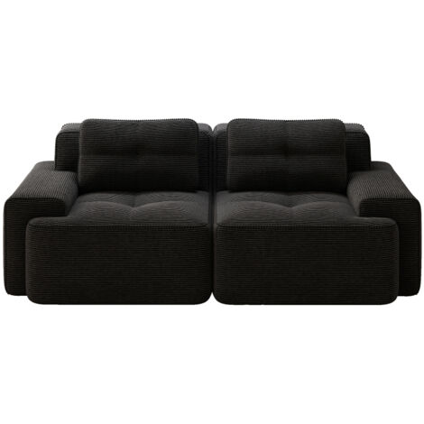 Boneless Modular Sofa, modernes Sofa für Wohnzimmer mit Tiefsitz, bequemes Corduroy-Cloud-Sofa, Loveseat-Kleinsofa, Schlafsofa, Schwarz