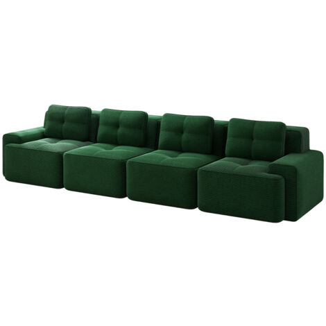 Boneless Sofas für Wohnzimmer, Modulares Sofa, 4-Sitzer Bequem Polstertes Tiefsitz Corduroy-Cloud-Sofa, Montagefreies Sofa, Rutschfestes Design, Grün