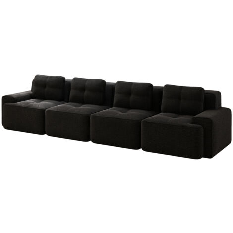 Boneless Sofas für Wohnzimmer, Modulares Sofa, 4-Sitzer Bequem Polstertes Tiefsitz Corduroy-Cloud-Sofa, Montagefreies Sofa, Rutschfestes Design, Schwarz