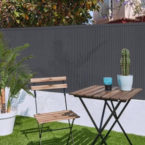 BONERVA Cañizo Pvc 1 Cara ANTRACITA 900Gr/3 1X3 Metros   Valla de decoración exterior para jardín y terraza