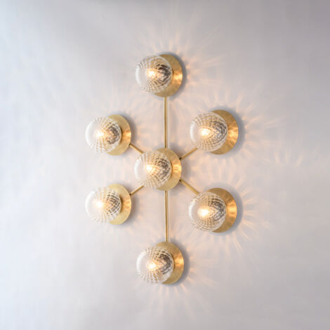 Bonetti Illumina -  Armonia – Deckenleuchte aus gebürstetem bronziertem Eisen, 7 Lichter, L. 85 x 62 – BL285-PL7-BRZ